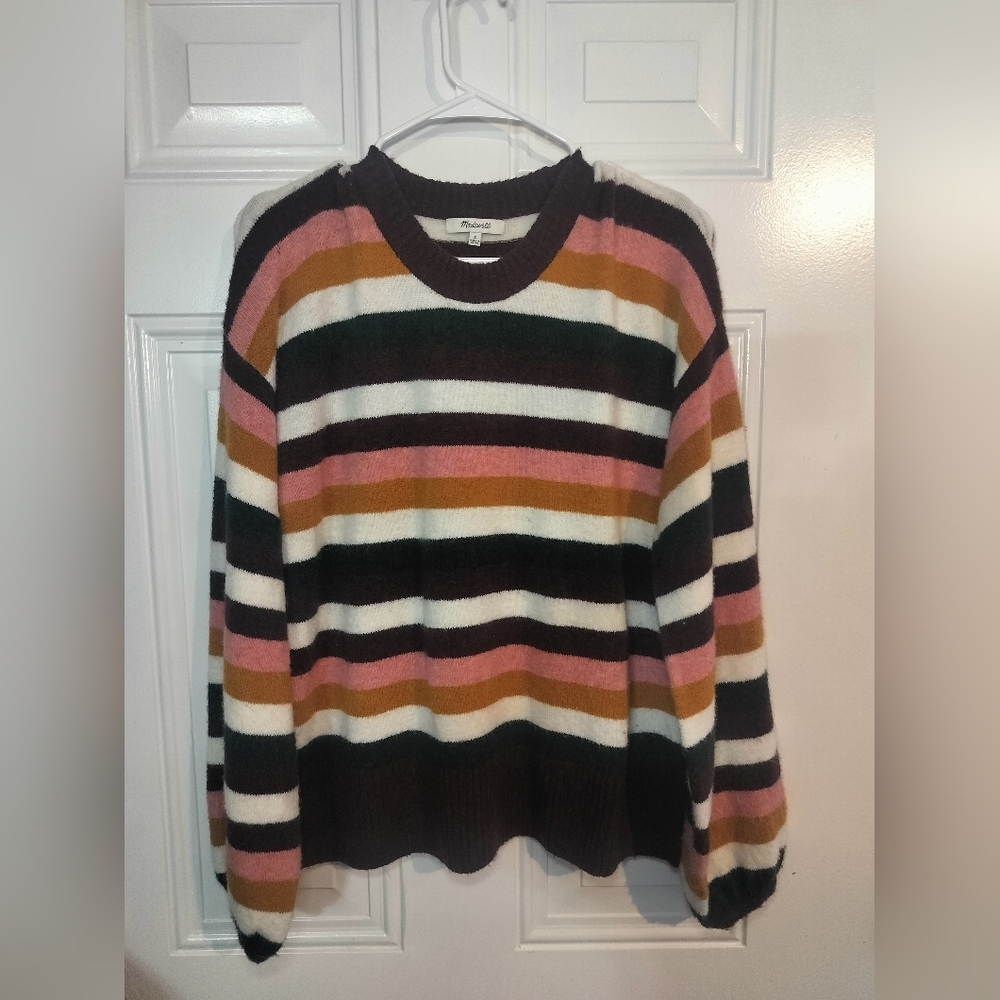 Madewell Striped Sweater in Pink, Green, and Brown - Picture 8 of 10